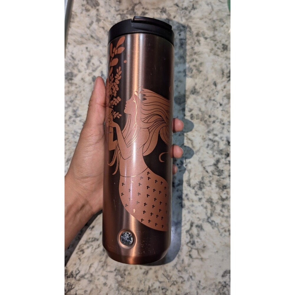 2021 Starbucks Holiday Stainless Steel Siren Mermaid Tumbler Rose Gold 16oz NEW!